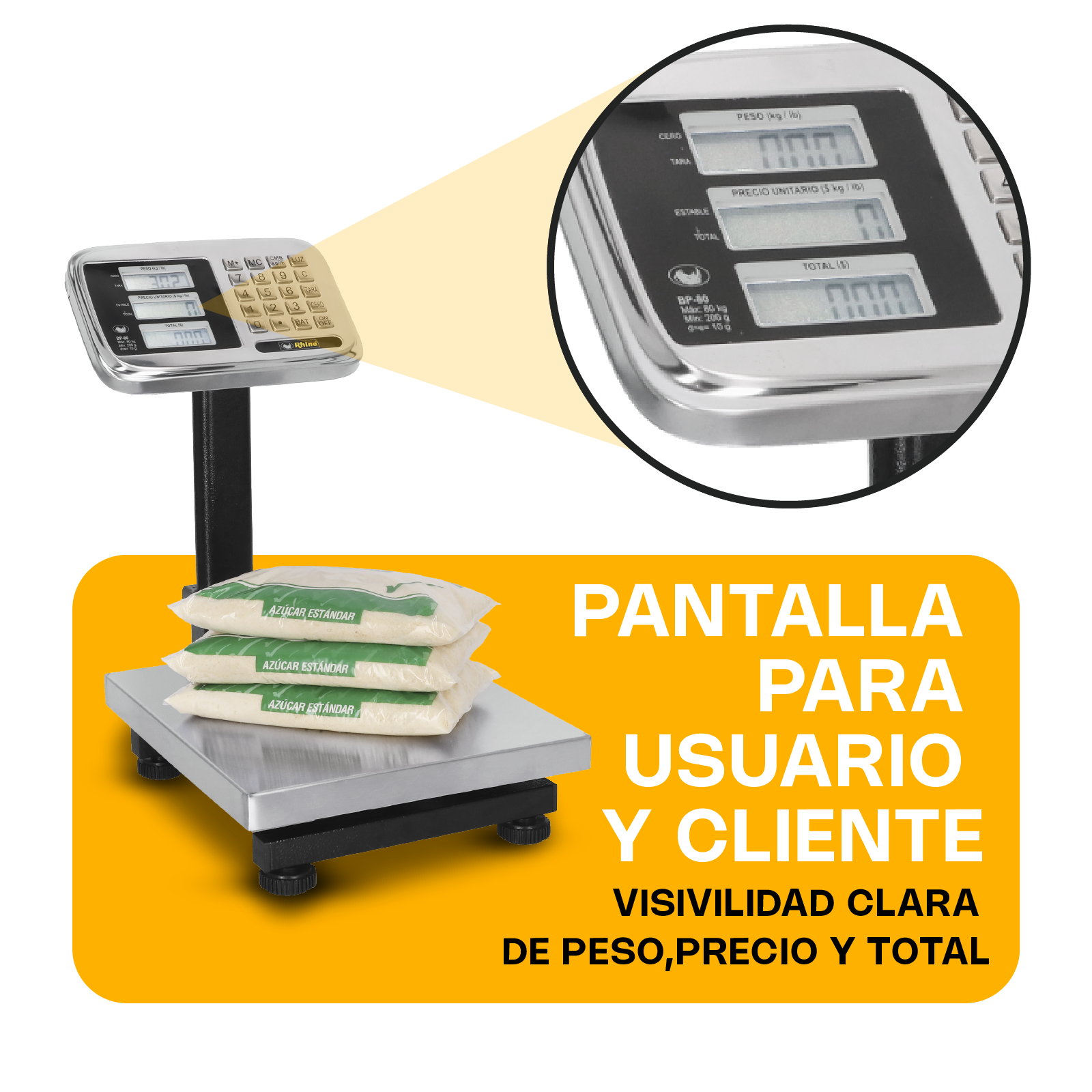 Bascula de Plataforma Acero Inoxidable 80kg BP-80